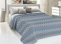 Copriletto Piquet Primavera Estate 100% Cotone Disegno Spinato Rigato - Matrimoniale - Azzurro