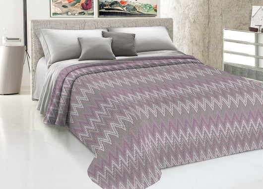 Copriletto Piquet Primavera Estate 100% Cotone Disegno Spinato Rigato - Matrimoniale - Rosa