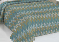 Copriletto Piquet Primavera Estate 100% Cotone Disegno Spinato Rigato - Singolo - Verde