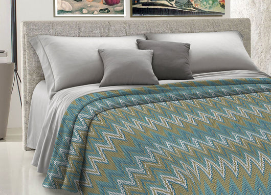 Copriletto Piquet Primavera Estate 100% Cotone Disegno Spinato Rigato - Singolo - Verde