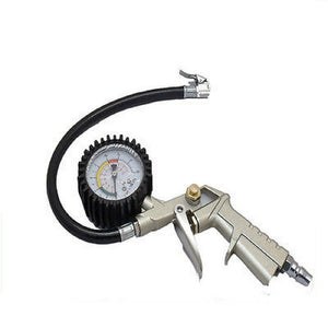 PISTOLA COMPRESSORE PER GONFIAGGIO PNEUMATICI CON MANOMETRO GOMME AUTO RUOLOTTE*