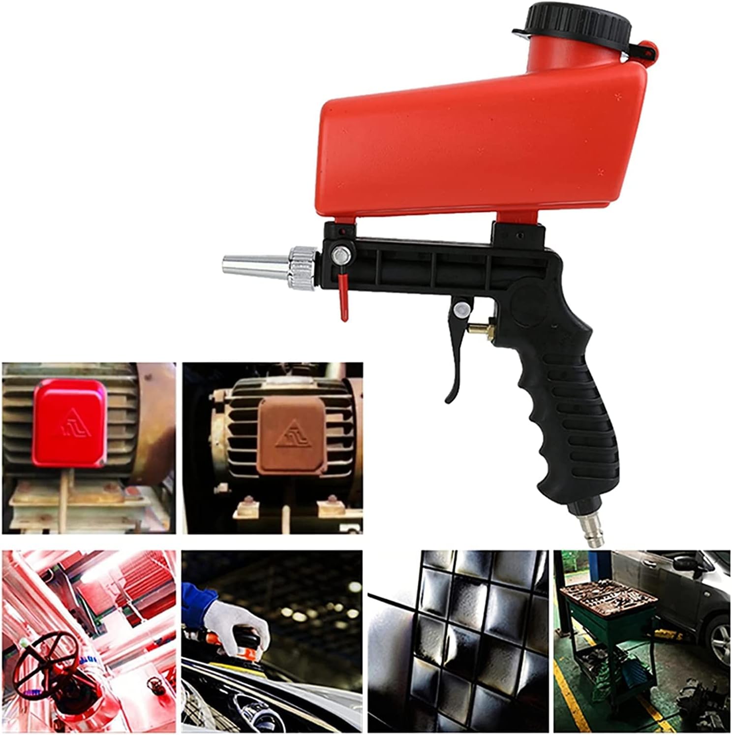 PISTOLA SABBIATRICE con SERBATOIO ARIA COMPRESSA PNEUMATICA UGELLO IN ACCIAIO