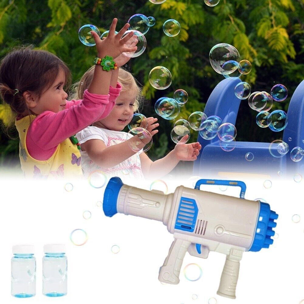 PISTOLA SPARA BOLLE DI SAPONE SPARABOLLE + 2 RICARICHE GIOCATTOLO BAMBINI