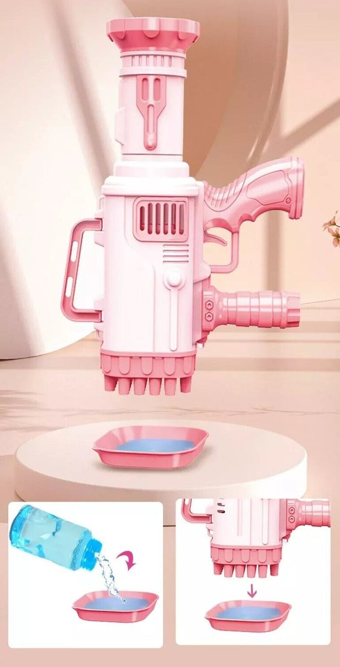 PISTOLA SPARA BOLLE DI SAPONE SPARABOLLE + 2 RICARICHE GIOCATTOLO BAMBINI