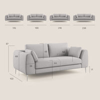 Plano Divano moderno in microfibra tecnica smacchiabile T11 216 cm beige