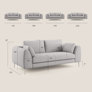 Plano Divano moderno in microfibra tecnica smacchiabile T11 216 cm beige