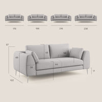 Plano Divano moderno in microfibra tecnica smacchiabile T11 216 cm blu