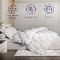 Piumino  Universale 210x240 cm 250 gr | Imbottitura in Ovatta Soft | Microfibra Anallergica Bianca | Per Tutte Le Stagioni