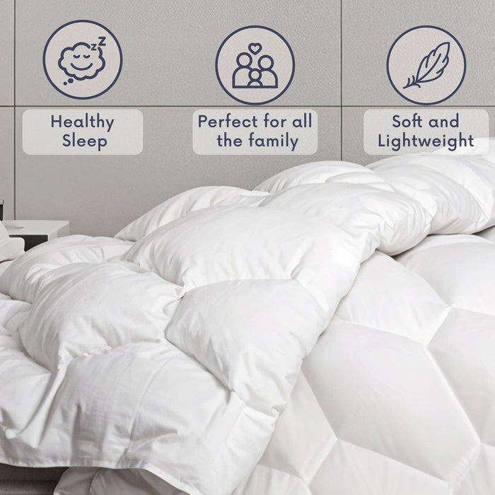 Piumino  Invernale 200x220 cm 400 gr | Imbottitura in Ovatta Soft | Microfibra Anallergica Bianca | Letto Una Piazza e Mezza