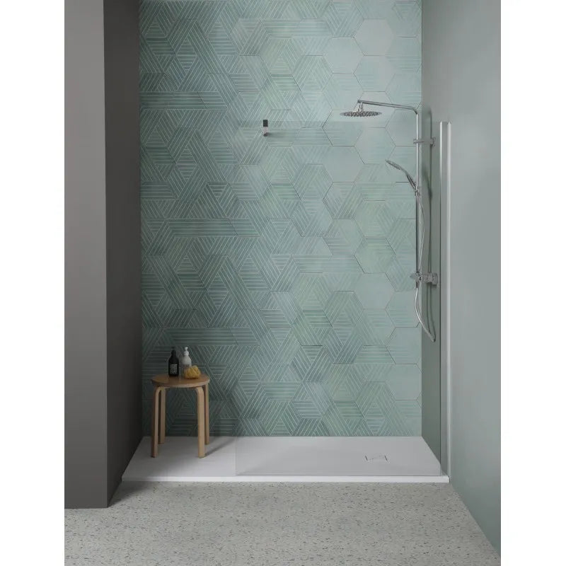 Piatto Doccia SFA Kinedo Pietraviva 100 x 80 cm in Resina Effetto Pietra Bianco Opaco