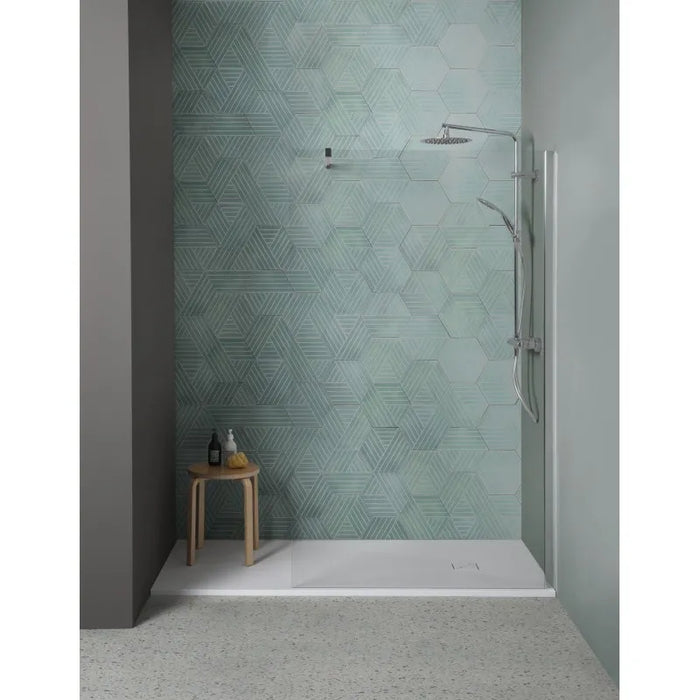 Piatto Doccia SFA Kinedo Pietraviva 120 x 80 cm in Resina Effetto Pietra Bianco Opaco