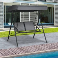Dondolo a 2 Posti da Giardino con Tettuccio Regolabile, 140x118x162cm Grigio
