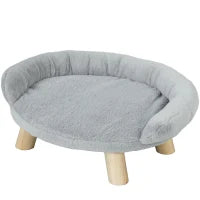 Cuccia Divanetto per Cani e Gatti Sfoderabile in Peluche con Schienale, 47x40x20 cm, Grigio