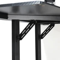Scrivania Angolare per Gaming e Ufficio con Gancio per Cuffie e Porta Tazza, 168x109x78cm, Nero