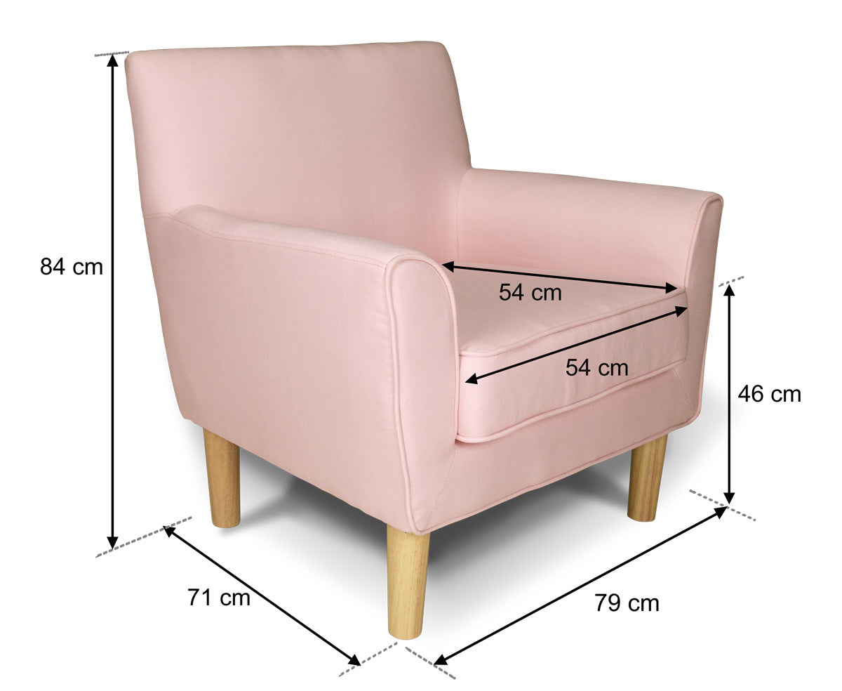 Poltrona in tessuto rosa e piedi in legno naturale mod. Narciso PL-NA19FBC