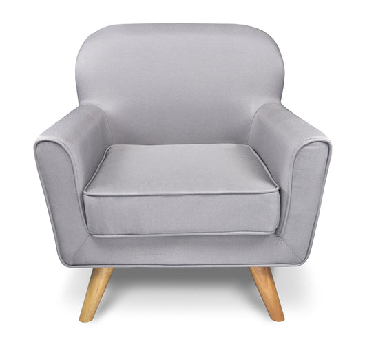 Poltrona in tessuto grigio e piedi in legno mod. Orchidea PL-OR01JC