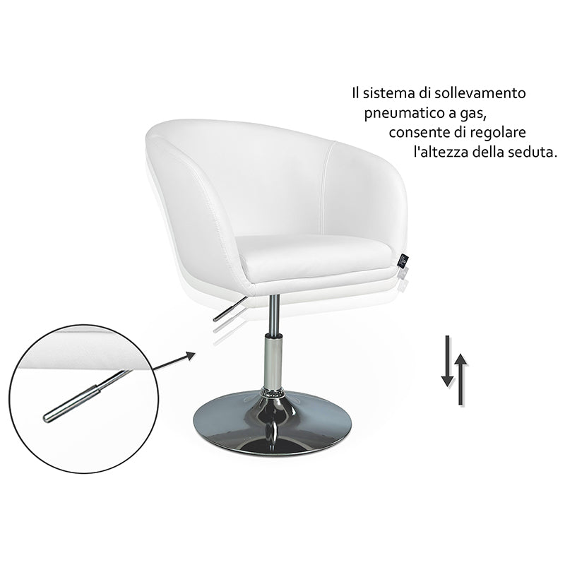 Sedia da ufficio regolabile in altezza, poltrona girevole bianca Balloon - PL08BAPM