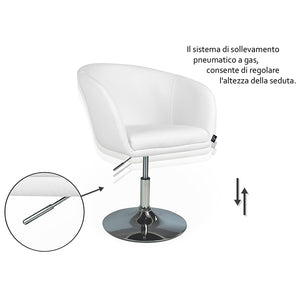 Sedia da ufficio regolabile in altezza, poltrona girevole bianca Balloon - PL08BAPM