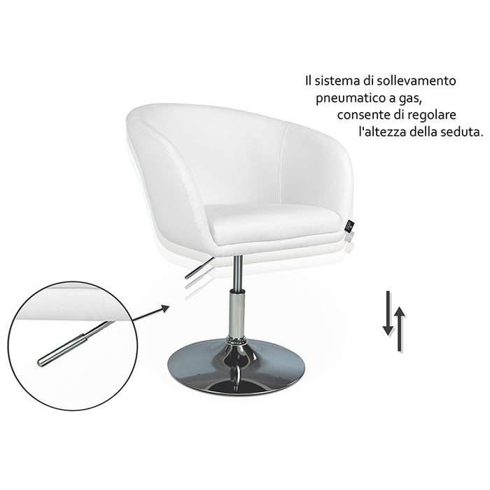 Sedia da ufficio regolabile in altezza, poltrona girevole bianca Balloon - PL08BAPM