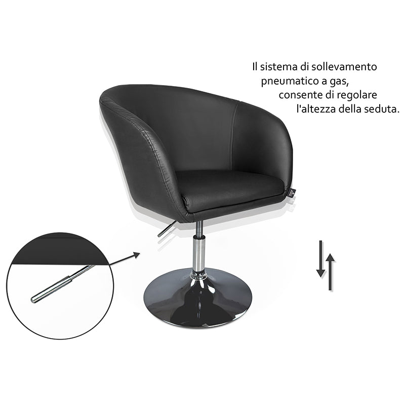 Sedia da ufficio regolabile in altezza, poltrona girevole nera Balloon PL10BAPM
