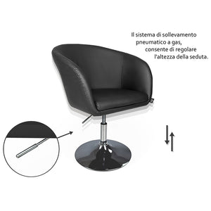 Sedia da ufficio regolabile in altezza, poltrona girevole nera Balloon PL10BAPM