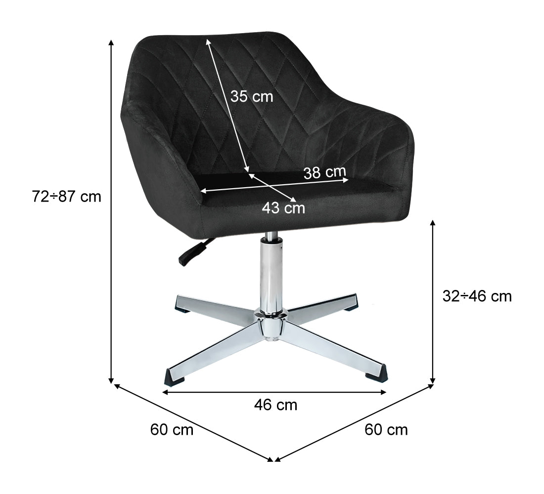 Poltrona ufficio regolabile in altezza in velluto nero mod. Louise PL10LOPM