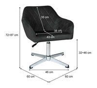 Poltrona ufficio regolabile in altezza in velluto nero mod. Louise PL10LOPM