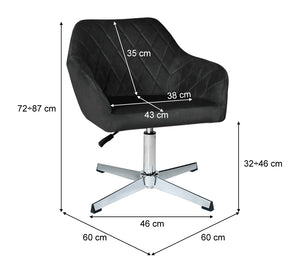 Poltrona ufficio regolabile in altezza in velluto nero mod. Louise PL10LOPM