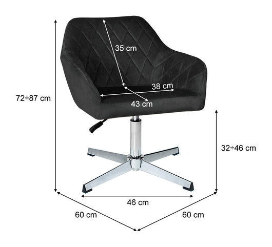 Poltrona ufficio regolabile in altezza in velluto nero mod. Louise PL10LOPM