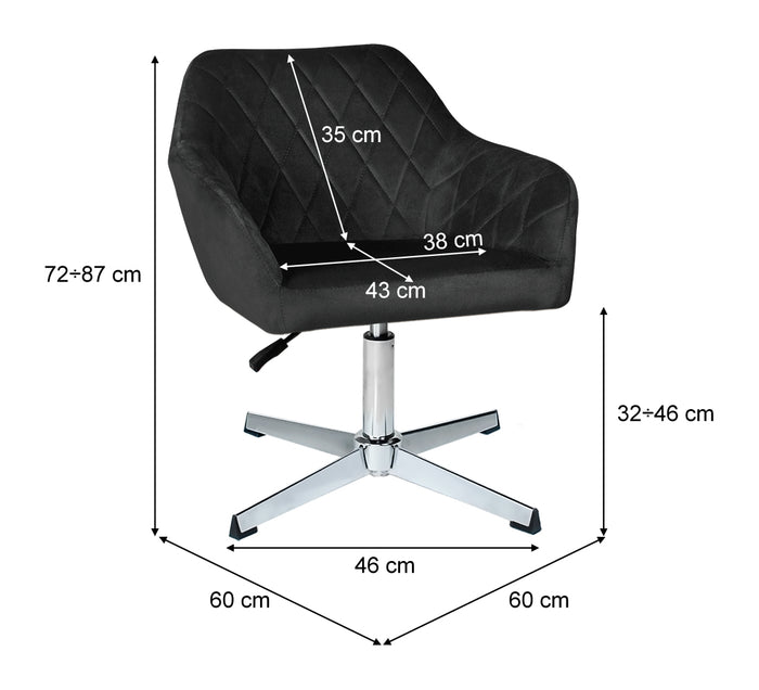 Poltrona ufficio regolabile in altezza in velluto nero mod. Louise PL10LOPM