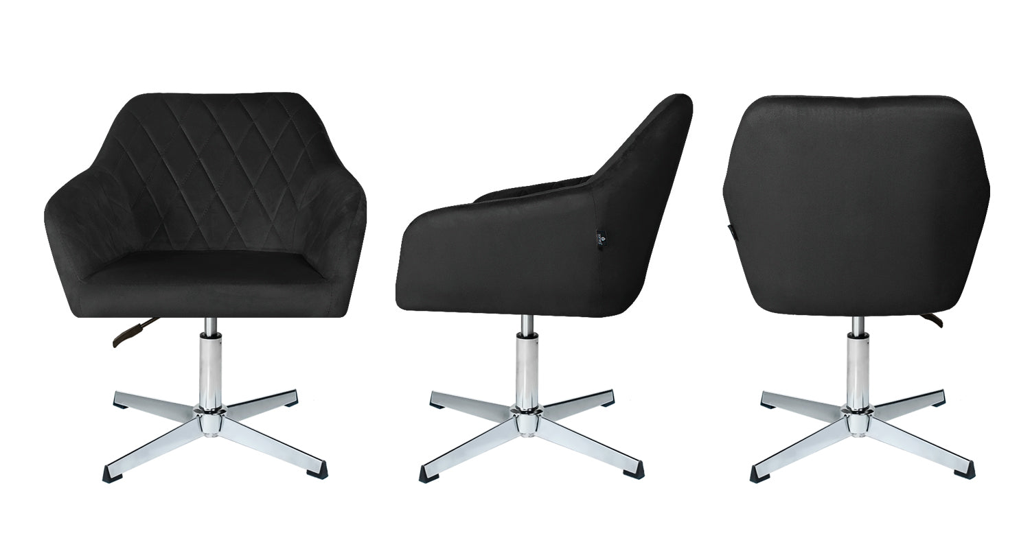 Poltrona ufficio regolabile in altezza in velluto nero mod. Louise PL10LOPM