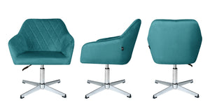 Poltrona ufficio regolabile in altezza in velluto verde petrolio mod. Louise PL26LOPM