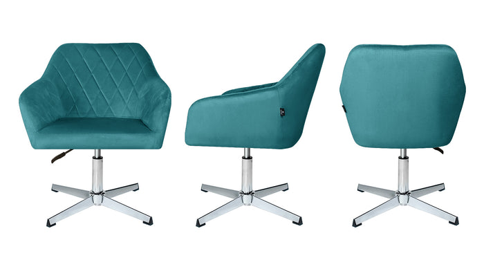 Poltrona ufficio regolabile in altezza in velluto verde petrolio mod. Louise PL26LOPM