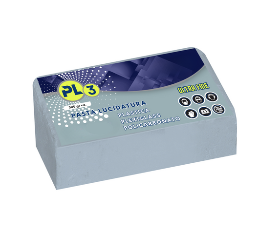 Pasta Abrasiva per Lucidare Plexiglass Ultra Fine PL3 300 gr Lucidatura Plastica trasparente Policarbonato Resina Lexan metacrilato lucidante Resina