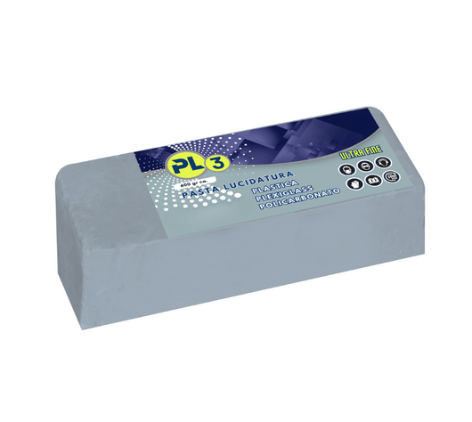 Pasta Abrasiva per Lucidare Plexiglass Ultra Fine PL3 600 gr Lucidatura Plastica trasparente Policarbonato Resina Lexan metacrilato lucidante Resina