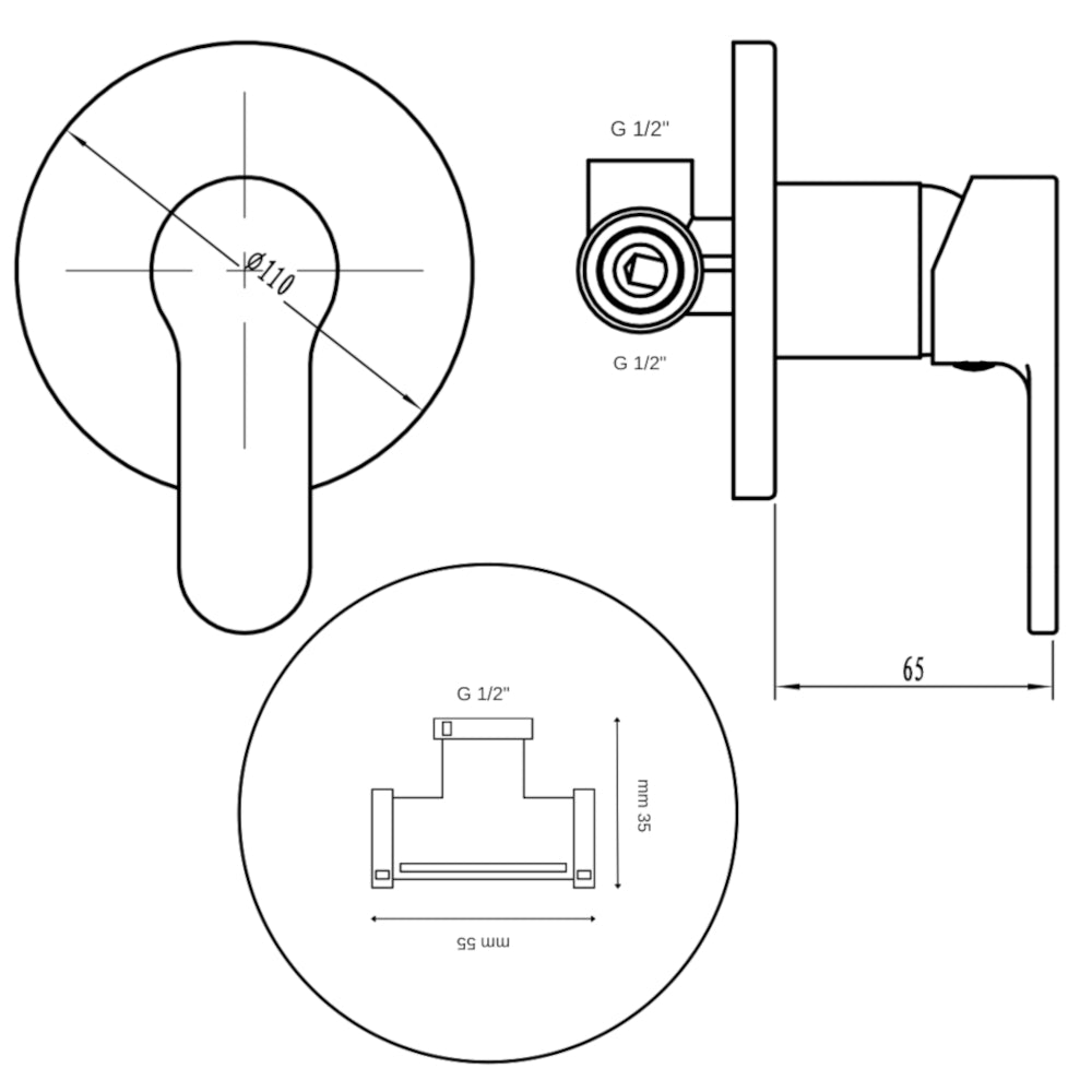 Miscelatore rubinetto bidet cromato + miscelatore rubinetto lavabo cromato + miscelatore doccia ad incasso da parete
