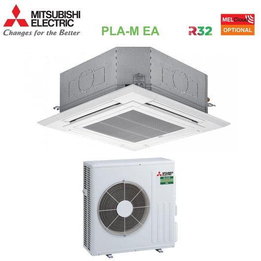 Climatizzatore Condizionatore Mitsubishi Electric Cassetta 90x90 a 4 Vie 21000 Btu PLA-M60EA + SUZ-M60VA R-32 Wi-Fi Optional con Griglia Inclusa