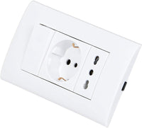 PLACCA PLACCHETTA 3 POSTI COMPLETA 1 INTERRUTTORE PRESA SHUKO BIPASSO