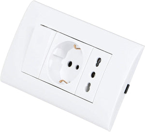 PLACCA PLACCHETTA 3 POSTI COMPLETA 1 INTERRUTTORE PRESA SHUKO BIPASSO