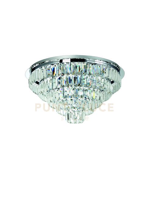 PLAFONIERA CASTLE 16 LUCI ATTACCO G9 GRANDE SILVER D.80CM