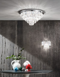 PLAFONIERA CASTLE 16 LUCI ATTACCO G9 GRANDE SILVER D.80CM