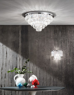 PLAFONIERA CASTLE 16 LUCI ATTACCO G9 GRANDE SILVER D.80CM