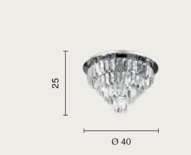 PLAFONIERA CASTLE 9 LUCI ATTACCO G9 PICCOLA SILVER D.40CM