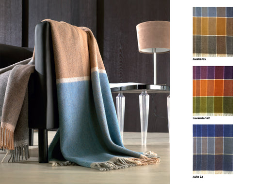 Plaid in Pura Lana Con Frange Modello Bismark - 130x180 cm - Avio 22