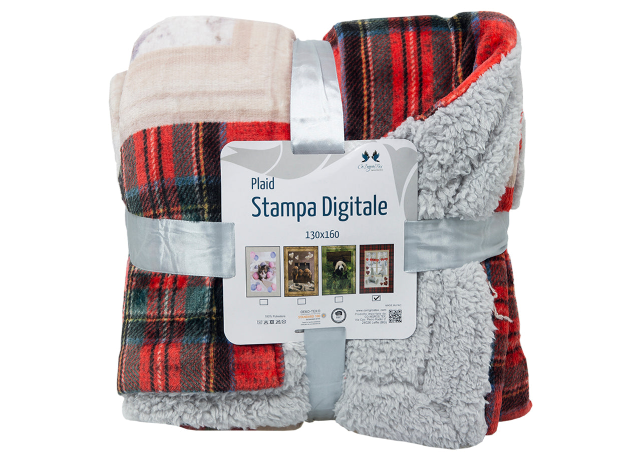 Plaid Coperta Divano Stampa Digitale Retro Agnellato Pelliccia Vari Disegni - 130x160 - Gnomi