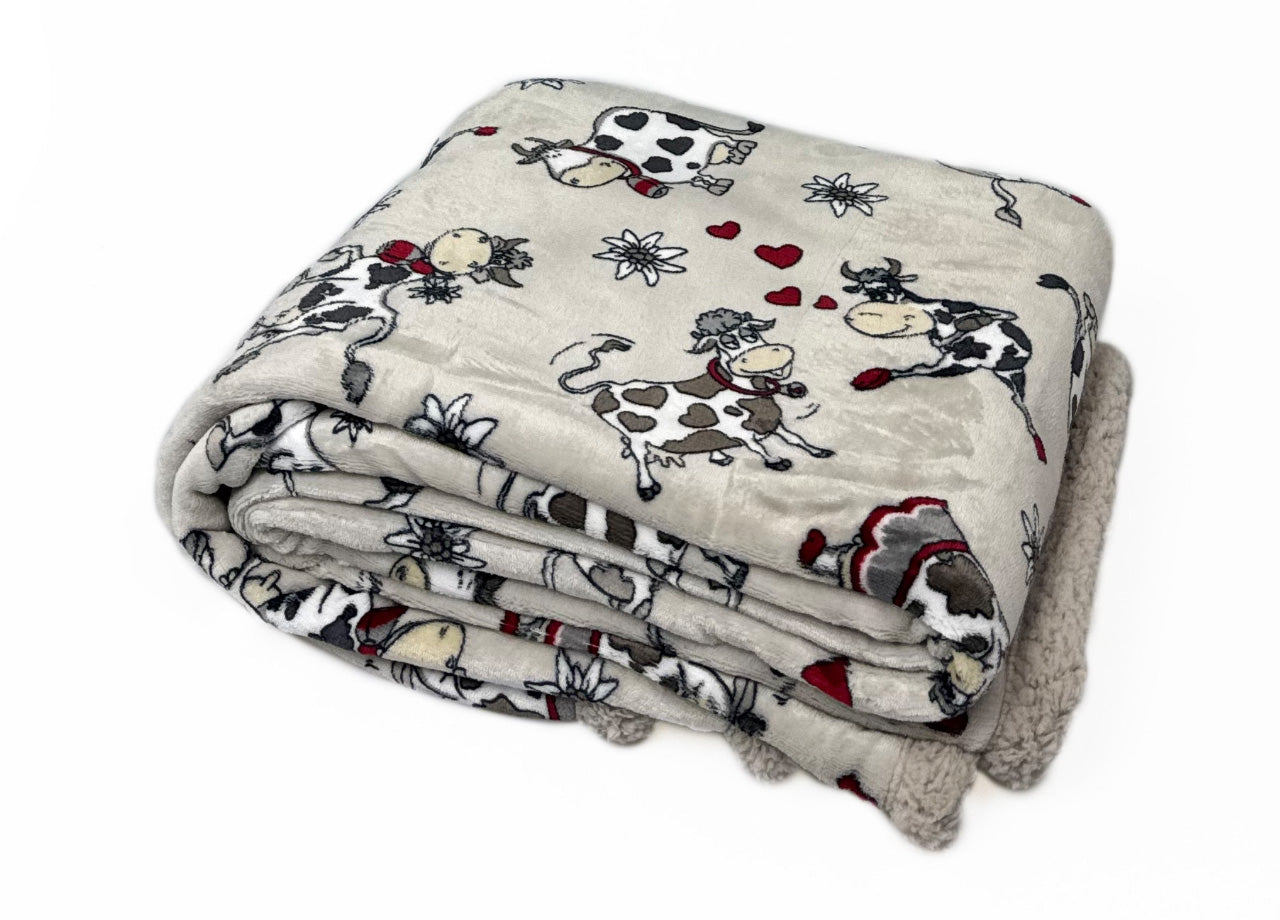 Plaid Morbido Stampato Coperta Calda Inverno Divano Sherpa Disegno Mucchine - Singolo - Mucchine