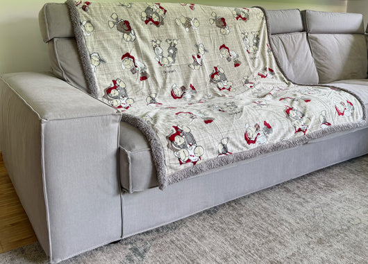 Plaid Morbido Stampato Coperta Calda Inverno Divano Sherpa Disegno Pecorelle - Singolo - Pecorelle