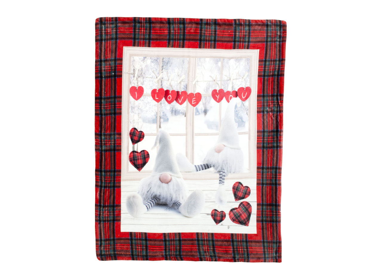 Plaid Coperta Divano Stampa Digitale Retro Agnellato Pelliccia Vari Disegni - 130x160 - Gnomi