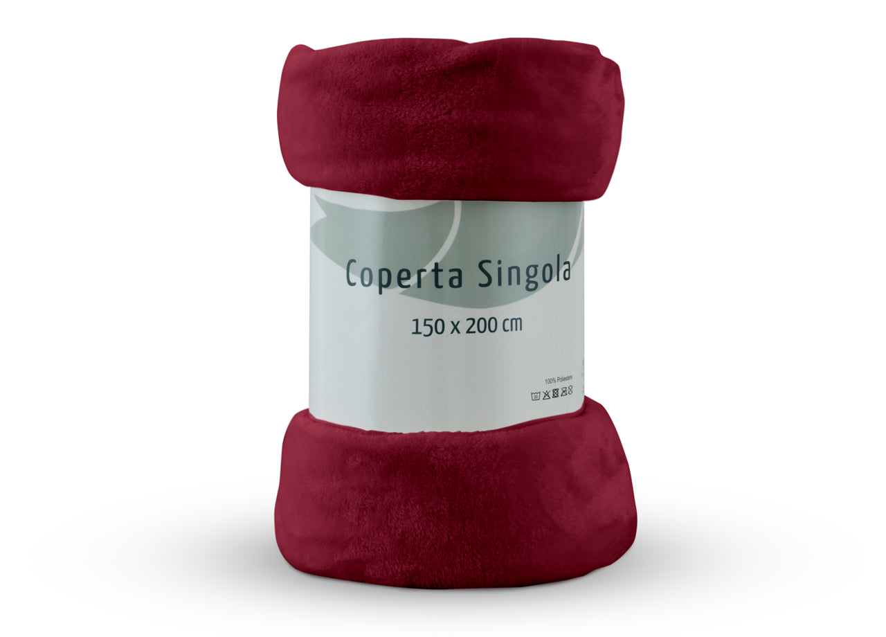 Morbido Plaid Coperta Pile Per Divano Singolo Matrimoniale Tinta Unita Bordeaux - 1 Piazza - Bordeaux