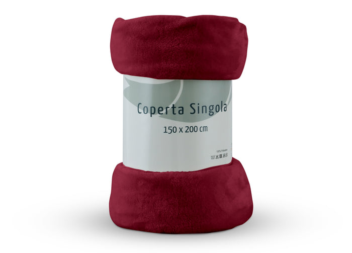 Morbido Plaid Coperta Pile Per Divano Singolo Matrimoniale Tinta Unita Bordeaux - 1 Piazza - Bordeaux